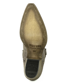 Mayura Boots Alabama 2524 Testa Lavado- Brown Women Western Boot Python Print Pointed Toe 5 cm Heel High Shaft Genuine Leather