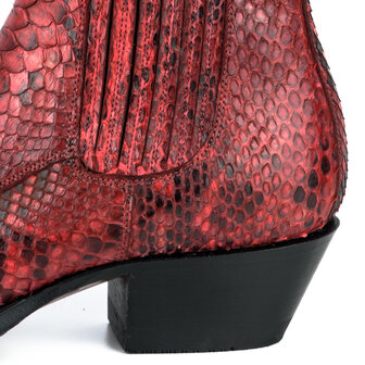 Mayura Boots 2496P Red/ Python Women Western Ankle Boots Pointed Toe Cowboy Heel Elastic Closure Genuine Leather