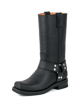 Mayura Boots 1501 Black/ Biker Western Boots Men Square Toe Oil-Resistant Rubber Sole Calfskin