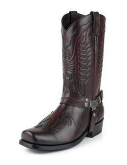 Mayura Boots Indian 2471 Bordeaux/ Cowboy Biker Boots men Square Nose Flat Heel Detachable Spur Genuine Leather