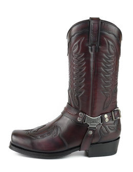 Mayura Boots Indian 2471 Bordeaux/ Cowboy Biker Boots men Square Nose Flat Heel Detachable Spur Genuine Leather