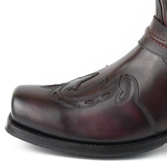 Mayura Boots Indian 2471 Bordeaux/ Cowboy Biker Boots men Square Nose Flat Heel Detachable Spur Genuine Leather