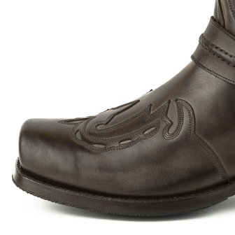 Mayura Boots Indian 2471 Brown/ Cowboy Biker Boots men Square Nose Flat Heel Detachable Spur Genuine Leather