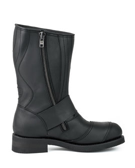 Mayura Boots 1594 Black/ Biker Motorcycle Boots Women Men Round Steel Toecap Anti Slip Sole Zipper