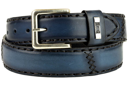 Mayura Belt 925 Blue Cowboy Western 4 cm Wide Jeans Belt Changeable Buckle Smooth Leather
