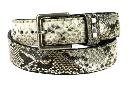 Mayura Belt 1020 White Natural Python 4cm Wide Removable Buckle