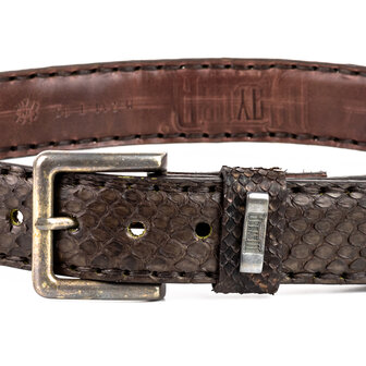 Mayura Belt 214 Chesnut Brown Crocodile Python 4cm Wide Removable Buckle