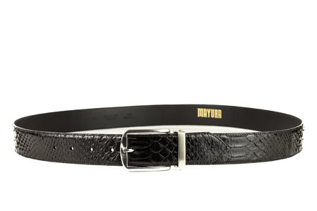 Mayura Belt 810P Black Python 3.5cm Wide Removable Buckle