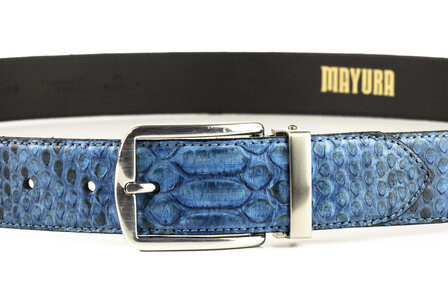 Mayura Belt 810P Blue Python 3.5cm Wide Removable Buckle