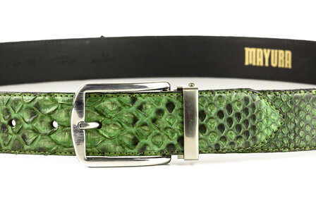 Mayura Belt 810P Green Python 3.5cm Wide Removable Buckle