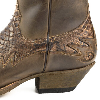 Mayura Boots 12Brown/ Chesnut Python Cowboy Western Men Ankle Boot Pointed Toe Slanted Heel Zipper Waxed Leather Heel
