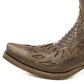 Mayura Boots 12Brown/ Chesnut Python Cowboy Western Men Ankle Boot Pointed Toe Slanted Heel Zipper Waxed Leather Nose