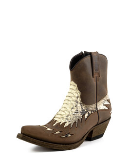 Mayura Boots 12U Bruin/ Natural Python-Dames Heren Cowboy Western Enkellaars Spitse Neus Schuine Hak Rits Waxed LeatherMayura B