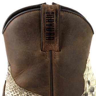 Mayura Boots 12U Bruin/ Natural Python-Dames Heren Cowboy Western Enkellaars Spitse Neus Schuine Hak Rits Waxed Leather Schacht