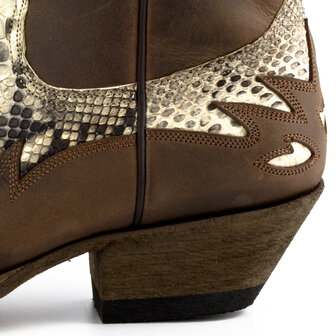 Mayura Boots 12U Bruin/ Natural Python-Dames Heren Cowboy Western Enkellaars Spitse Neus Schuine Hak Rits Waxed Leather Hak