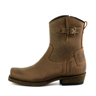Mayura Boots 05 Bruin/ Biker Western Heren Enkellaars Vierkante Neus Rits Sluiting Zijkant