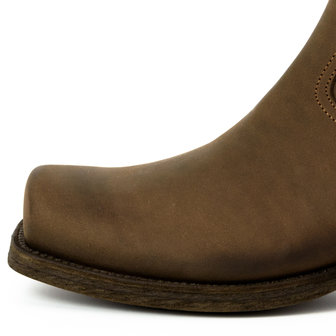 Mayura Boots 05 Bruin/ Biker Western Heren Enkellaars Vierkante Neus Rits Sluiting Detail Neus