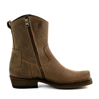 Mayura Boots 05 Bruin/ Biker Western Heren Enkellaars Vierkante Neus Rits Sluiting Zijaanzicht