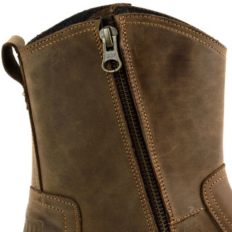 Mayura Boots 05 Bruin/ Biker Western Heren Enkellaars Vierkante Neus Detail Rits Sluiting 