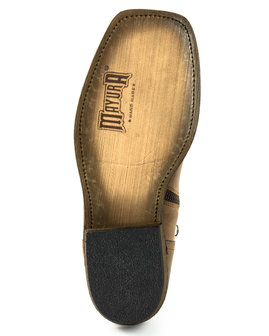 Mayura Boots 05 Bruin/ Biker Western Heren Enkellaars Vierkante Neus Rits Sluiting Zool