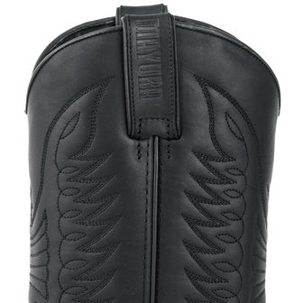 Mayura Boots 20 Zwart/ Unisex Cowboy Western Laarzen Spitse Neus Schuine Hak Sierstikel Wreef Waxed Leer Schacht