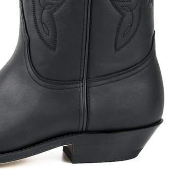 Mayura Boots 20 Zwart/ Unisex Cowboy Western Laarzen Spitse Neus Schuine Hak Sierstikel Wreef Waxed Leer Hak