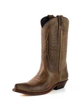 Mayura Boots 20 Kastanjebruin/ Unisex Cowboy Western Laarzen Spitse Neus Schuine Hak Sierstikel Wreef Waxed Leer Vooraanzicht