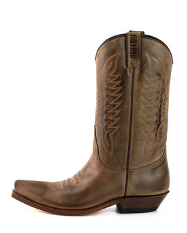 Mayura Boots 20 Kastanjebruin/ Unisex Cowboy Western Laarzen Spitse Neus Schuine Hak Sierstikel Wreef Waxed Leer Zijaanzicht