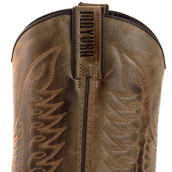 Mayura Boots 20 Kastanjebruin/ Unisex Cowboy Western Laarzen Spitse Neus Schuine Hak Sierstikel Wreef Waxed Leer Schacht