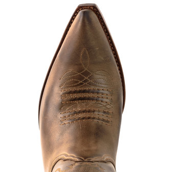 Mayura Boots 20 Kastanjebruin/ Unisex Cowboy Western Laarzen Spitse Neus Schuine Hak Sierstikel Wreef Waxed Leer Wreef