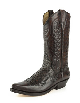 Mayura Boots 1935P Bruin / Brown PhytonPointed Cowboy Western Boots Slanted Heel Straight Shaft Pull Loops Goodyear Welted