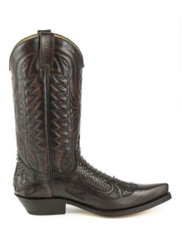 Mayura Boots 1935P Bruin / Brown PhytonPointed Cowboy Western Boots Slanted Heel Straight Shaft Pull Loops Goodyear Welted
