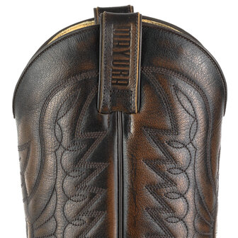 Mayura Boots 1935P Brown/ Rust Brown Python Pointed Cowboy Western Boots Slanted Heel Straight Shaft Pull Loops Goodyear Welted