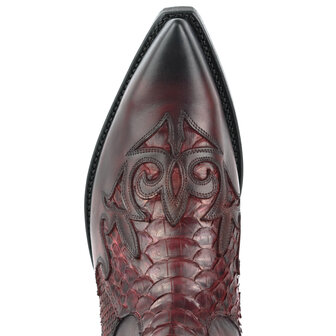 Mayura Boots Rock 2500 Red/ Pointed Western Men Ankle Boot Python Slanted Heel Elastic Closure Vintage Look