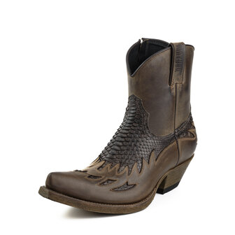 Mayura Boots 12 Bruin/ Bruin Python Cowboy Western Heren Enkellaars Spitse Neus Schuine Hak Rits Waxed Leather Voorkant