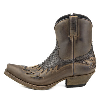 Mayura Boots 12 Bruin/ Bruin Python Cowboy Western Heren Enkellaars Spitse Neus Schuine Hak Rits Waxed Leather Zijkant