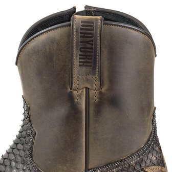 Mayura Boots 12 Bruin/ Bruin Python Cowboy Western Heren Enkellaars Spitse Neus Schuine Hak Rits Waxed Leather Schacht