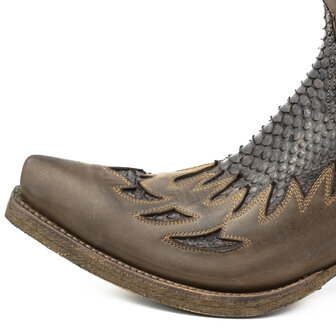 Mayura Boots 12 Bruin/ Bruin Python Cowboy Western Heren Enkellaars Spitse Neus Schuine Hak Rits Waxed Leather Neus