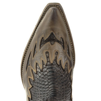 Mayura Boots 12 Bruin/ Bruin Python Cowboy Western Heren Enkellaars Spitse Neus Schuine Hak Rits Waxed Leather Wreef