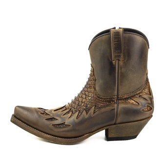 Mayura Boots 12 Bruin/ Roestbruin Python Cowboy Western Heren Enkellaars Spitse Neus Schuine Hak Rits Waxed Leather Zij