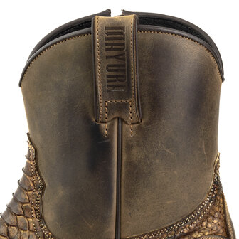 Mayura Boots 12 Bruin/ Roestbruin Python Cowboy Western Heren Enkellaars Spitse Neus Schuine Hak Rits Waxed Leather  Detail Sch