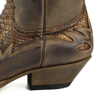 Mayura Boots 12 Bruin/ Roestbruin Python Cowboy Western Heren Enkellaars Spitse Neus Schuine Hak Rits Waxed Leather Hak