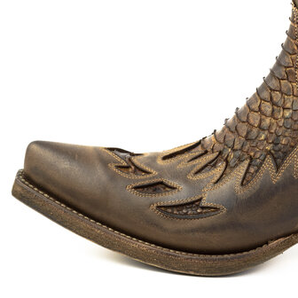 Mayura Boots 12 Bruin/ Roestbruin Python Cowboy Western Heren Enkellaars Spitse Neus Schuine Hak Rits Waxed Leather Neus