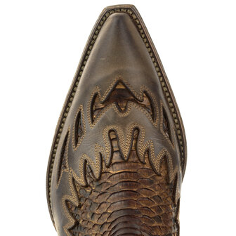 Mayura Boots 12 Bruin/ Roestbruin Python Cowboy Western Heren Enkellaars Spitse Neus Schuine Hak Rits Waxed Leather V