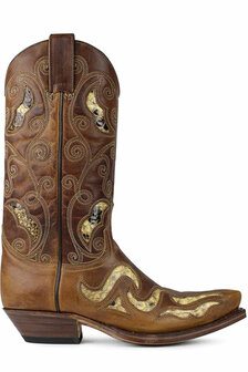 Sendra 7490 Python Cuervo Brown Mens Cowboy Western Biker Boots Snip Toe Slanted Heel Instep Shaft - intoboots.com