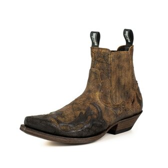 Mayura Boots Thor 1931 Chesnut-Brown/ Pointed Western Men Ankle Boot Slanted Heel Elastic Vintage Look