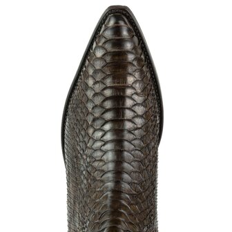 Mayura Boots 2575 Donker Bruin Python Spitse Western Heren Enkellaars Schuine Hak Elastiek Sluiting  Bovenaanzicht