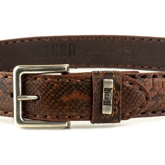 Mayura Riem 1020 Bruin Kastanje Python 4cm Breed Detail Verwisselbare Gesp