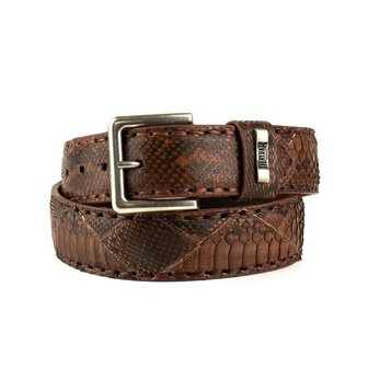 Mayura Riem Vooraanzicht 1020 Bruin Kastanje Python 4cm Breed Verwisselbare Gesp