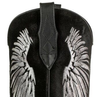 Mayura Boots WINGS 2666 Black Women's Western Boots Ornamental Stitching Pointed Nose Sloping Heel Smooth And Suede Leat